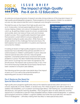 The Impact of High-Quality Pre-K on K-12 Education
