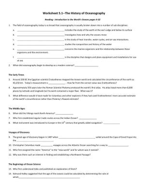 Worksheet 5.1--The History of Oceanography