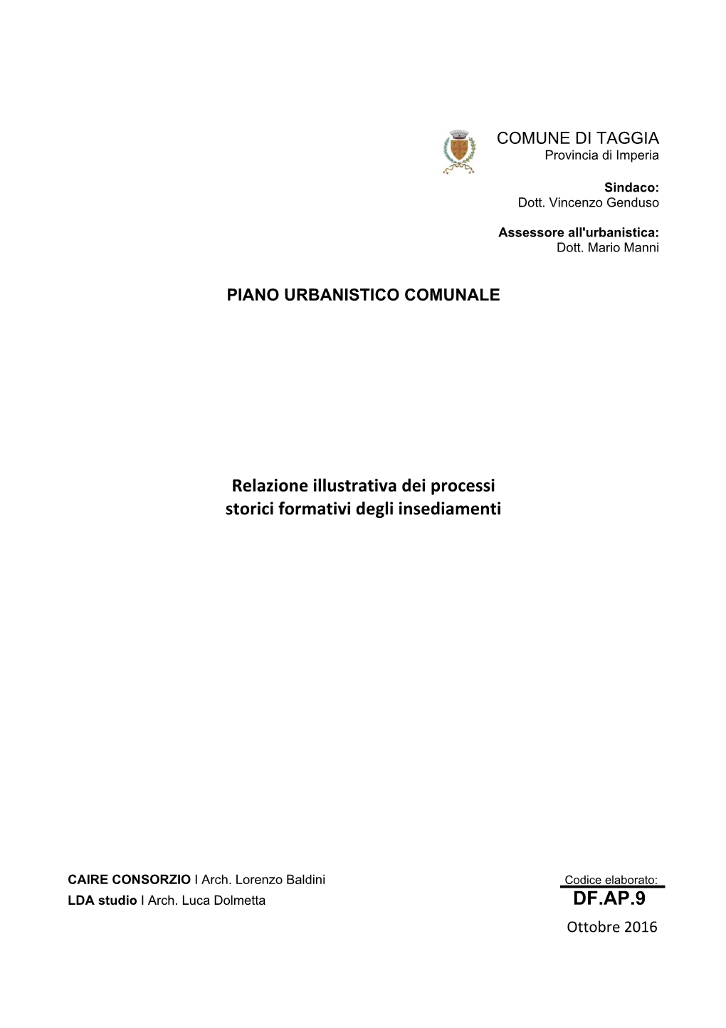 Copertina Relazione Storica