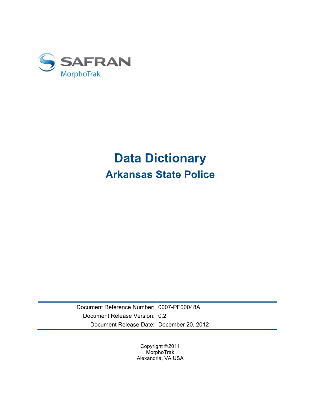 Data Dictionary Arkansas State Police