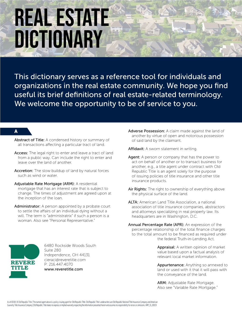 Real Estate Dictionary