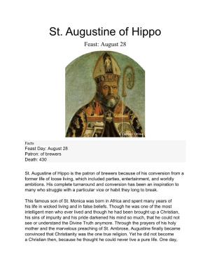 St. Augustine of Hippo Feast: August 28