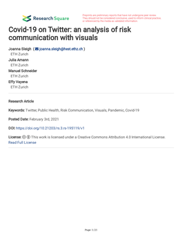 Covid-19 on Twitter: an Analysis of Risk Communication with Visuals