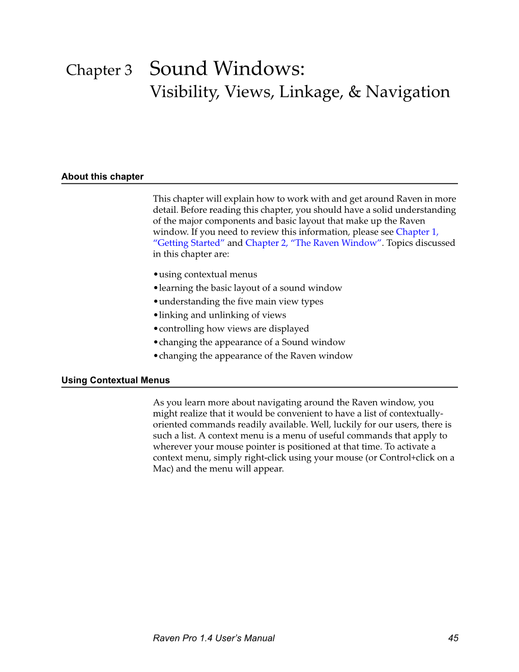 Chapter 3 Sound Windows: Visibility, Views, Linkage, & Navigation