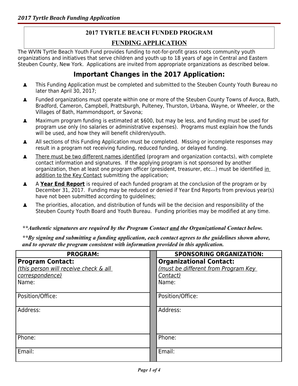 2013 Tyrtle Beach Funding Application DRAFT