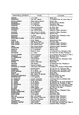 Electoral Division Naiyie Arthur Swan River