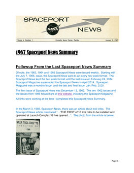 1967 Spaceport News Summary