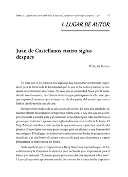 Juan De Castellanos Cuatro Siglos Después: 11-29 11 1