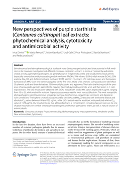 New Perspectives of Purple Starthistle (Centaurea Calcitrapa) Leaf Extracts