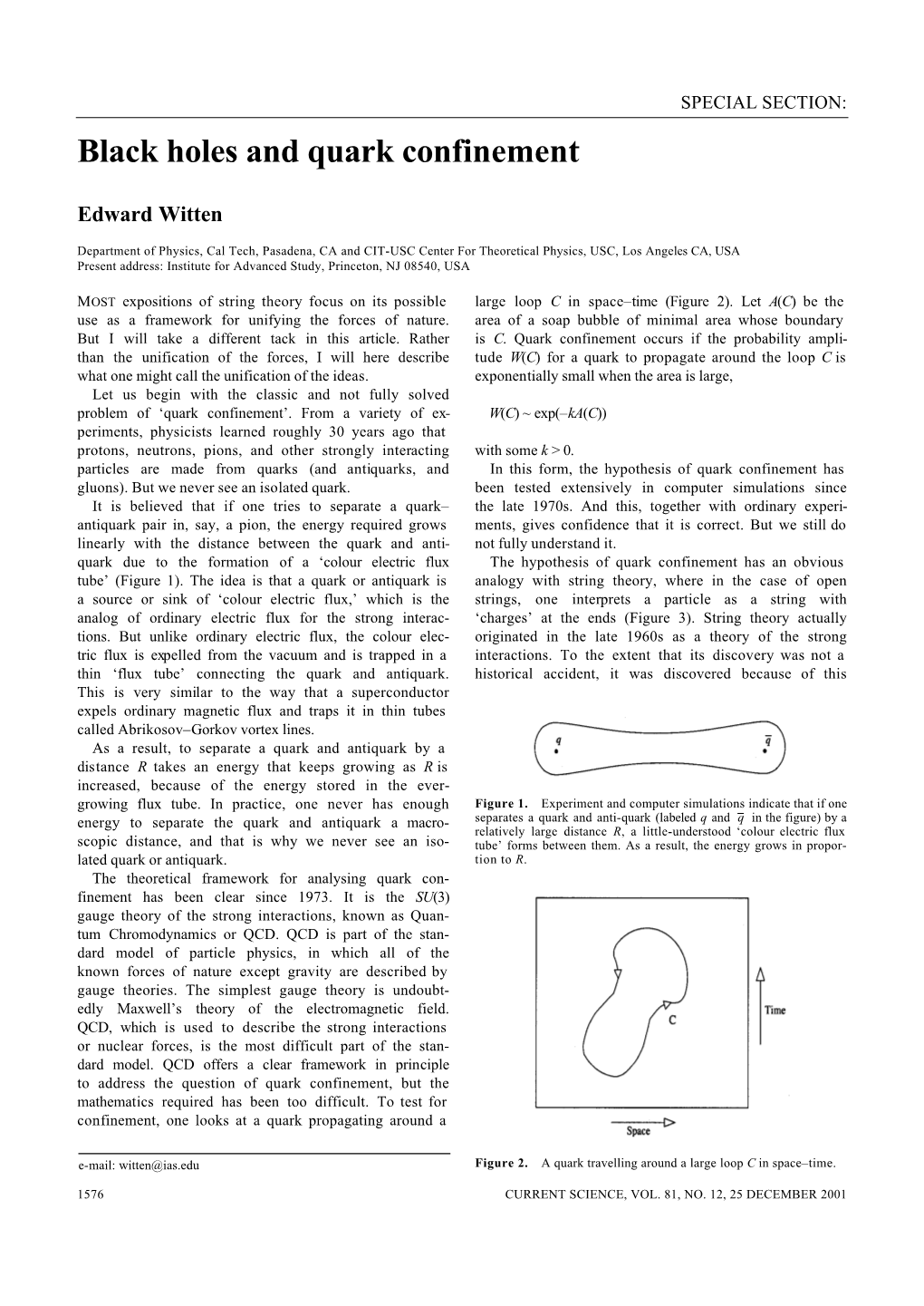 Black Holes and Quark Confinement