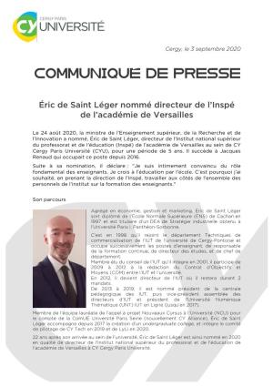 Éric De Saint Léger Nommé Directeur De L'inspé De L'académie De Versailles