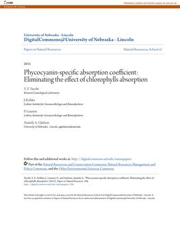 Phycocyanin-Specific Absorption Coefficient: Eliminating the Effect of Chlorophylls Absorption