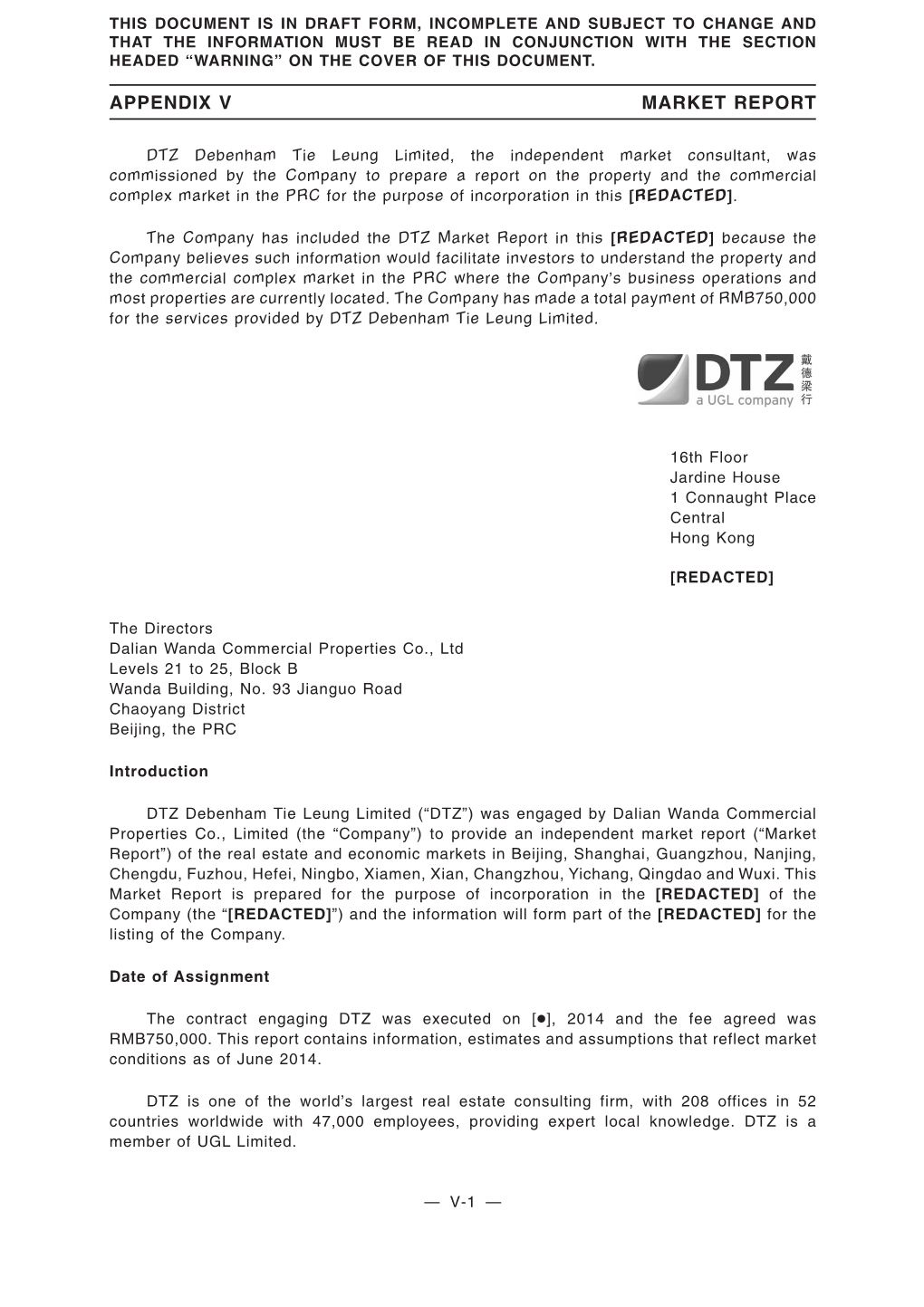 Appendix V Market Report