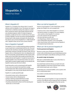 Hepatitis a Patient Fact Sheet