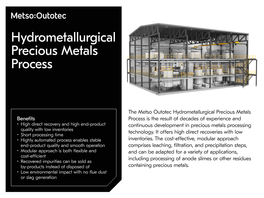 Hydrometallurgical Precious Metals Process
