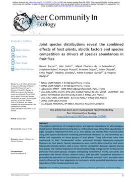 Joint Species Distributions Reveal the Combined Effects of Host Plants, Abiotic Factors and Species Competition As Drivers of Species Abundances in Fruit Flies