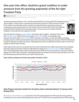 One Year Into Office, Austria's Grand Coalition Is Under Pressure from The