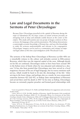 Law and Legal Documents in the Sermons of Peter Chrysologus1