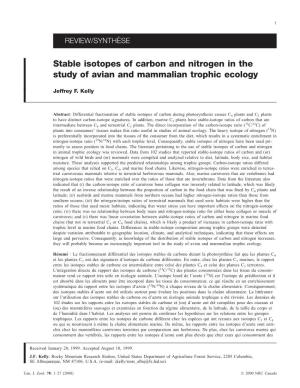Stable Isotopes of Carbon and Nitrogen in the Study of Avian and Mammalian Trophic Ecology