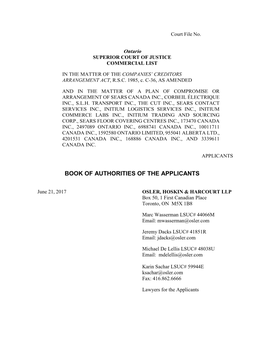Book of Authorities of the Applicants