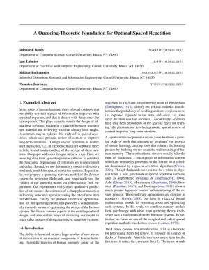 A Queueing-Theoretic Foundation for Optimal Spaced Repetition
