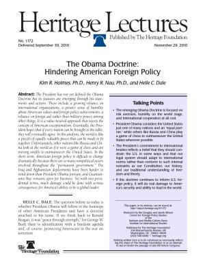 Obama Doctrine: Hindering American Foreign Policy Kim R