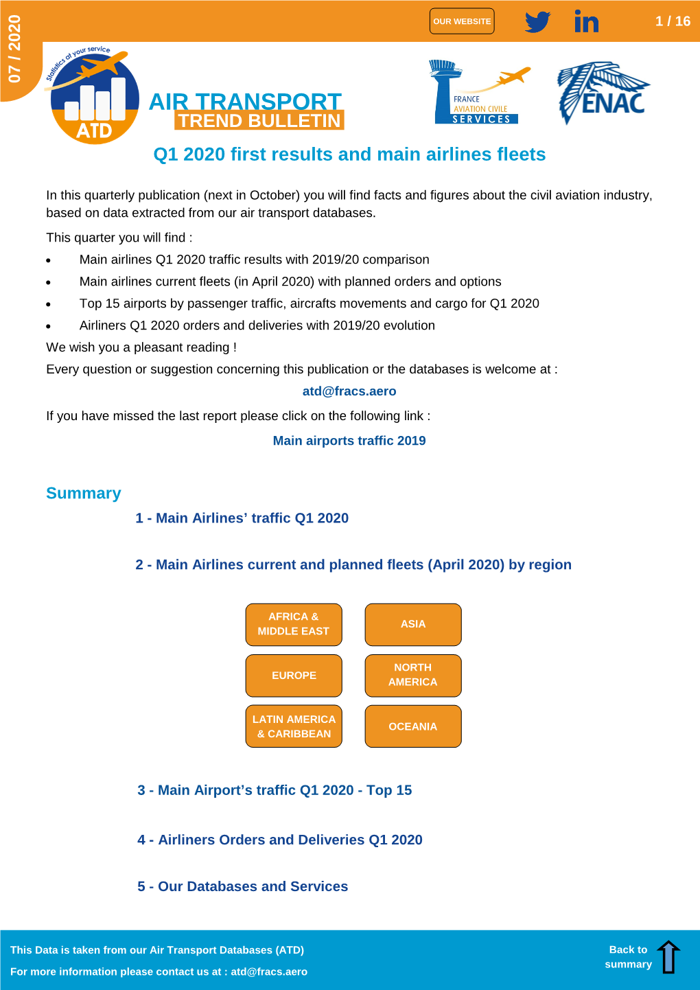 AIR TRANSPORT TREND BULLETIN Q1 2020 First Results and Main Airlines Fleets