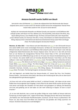 Amazon Bestellt Zweite Staffel Von Bosch