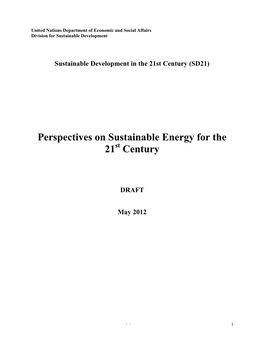 Perspectives on Sustainable Energy for the 21St Century