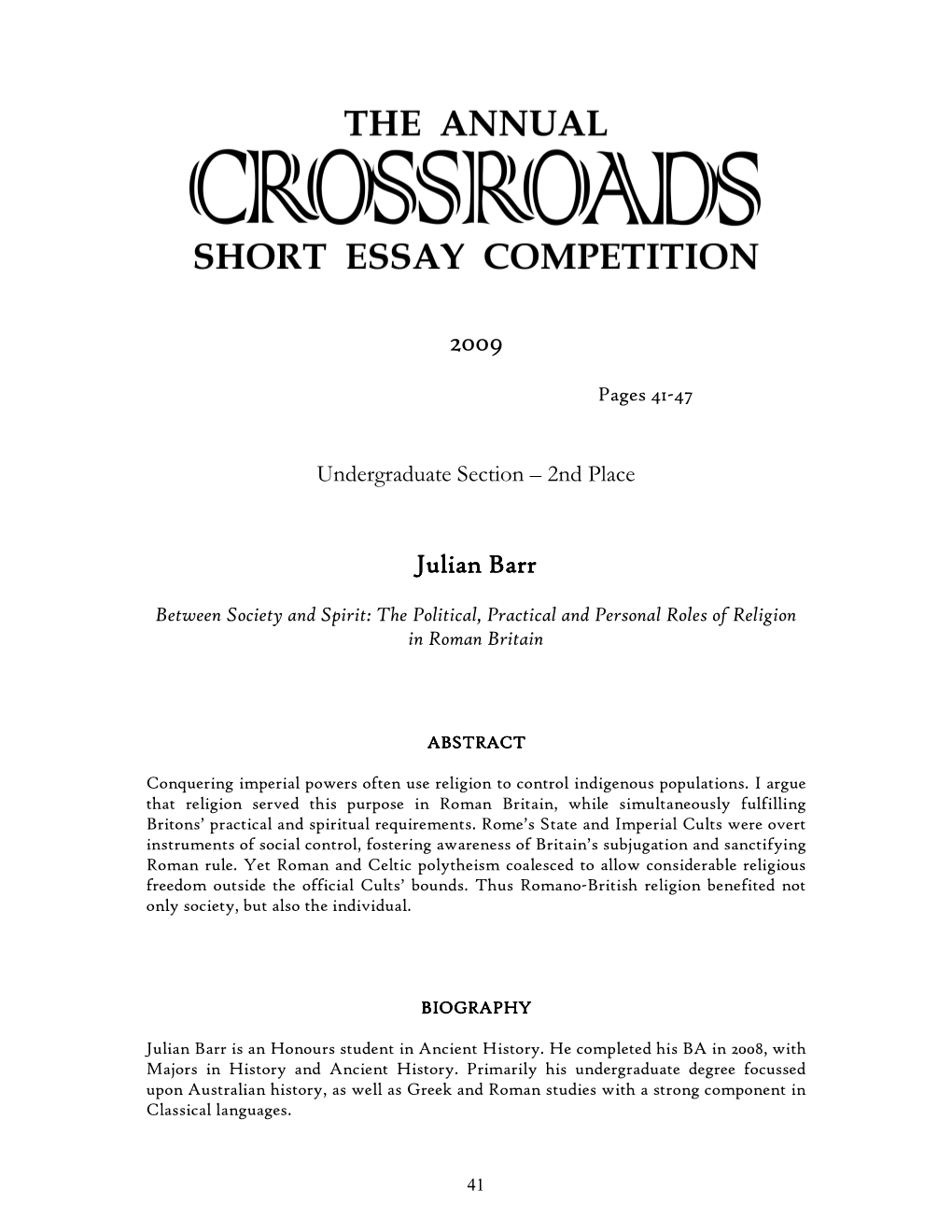 The Political, Practical and Personal Roles of Religion in Roman Britain