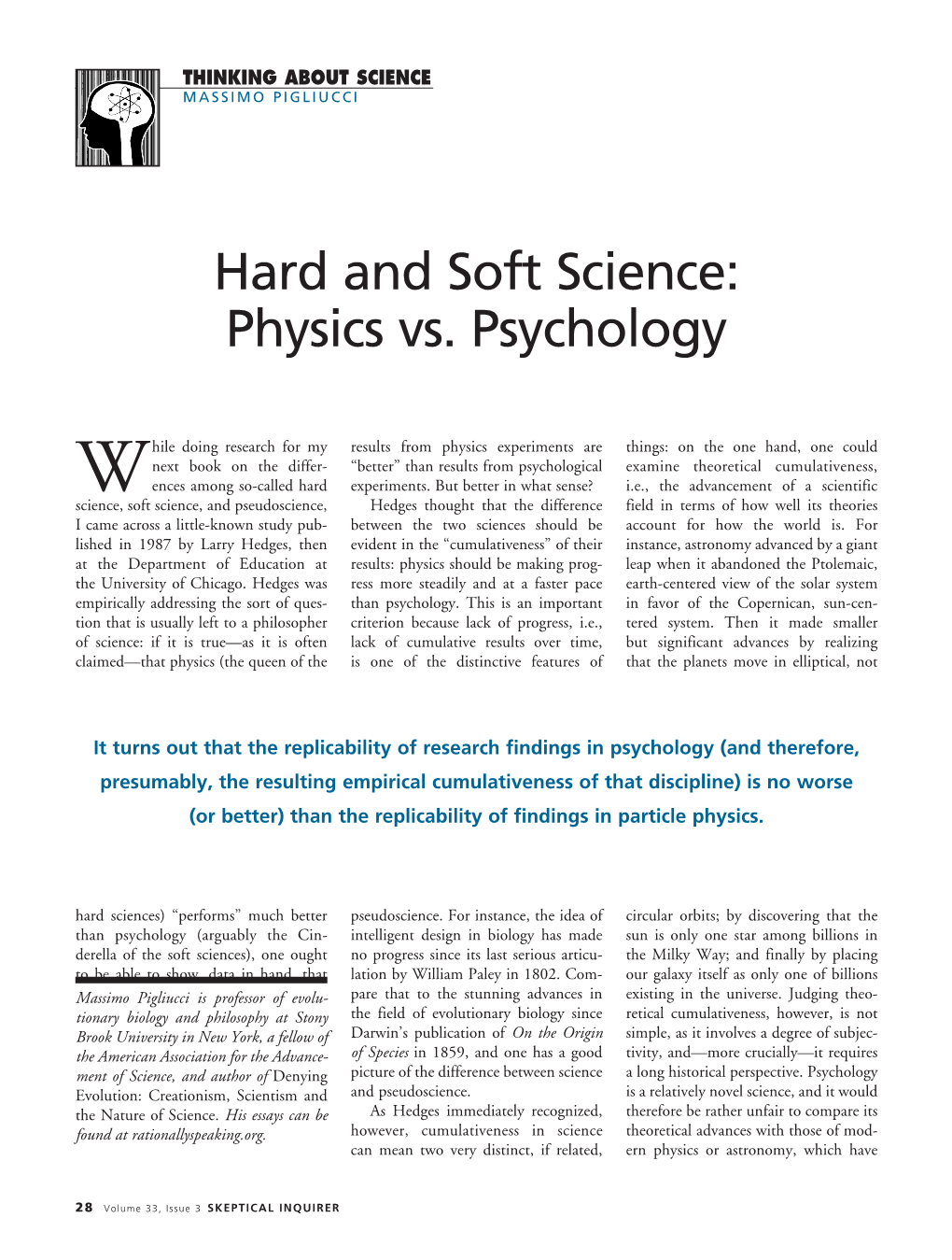 Hard and Soft Science: Physics Vs. Psychology