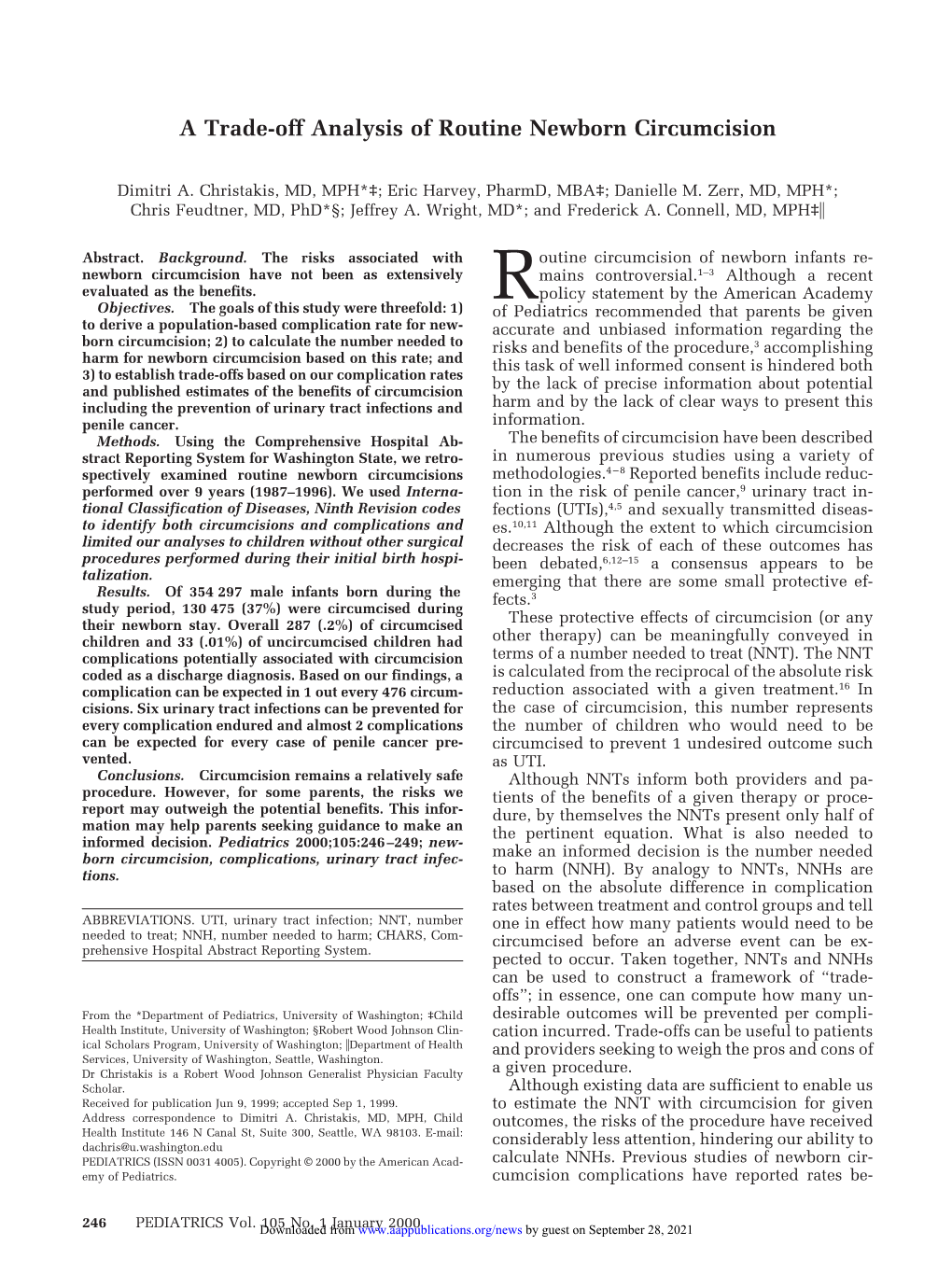 Routine Circumcision of Newborn Infants Re