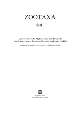 Zootaxa: a Review of the Asilid (Diptera) Fauna from Hispaniola