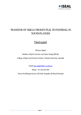 Transfer of Skills from Futsal to Football in Youth Players