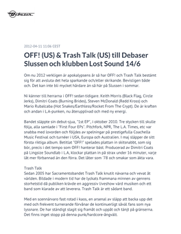 Trash Talk (US) Till Debaser Slussen Och Klubben Lost Sound 14/6