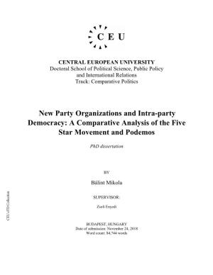 New Party Organizations and Intra-Party Democracy: a Comparative Analysis of the Five Star Movement and Podemos