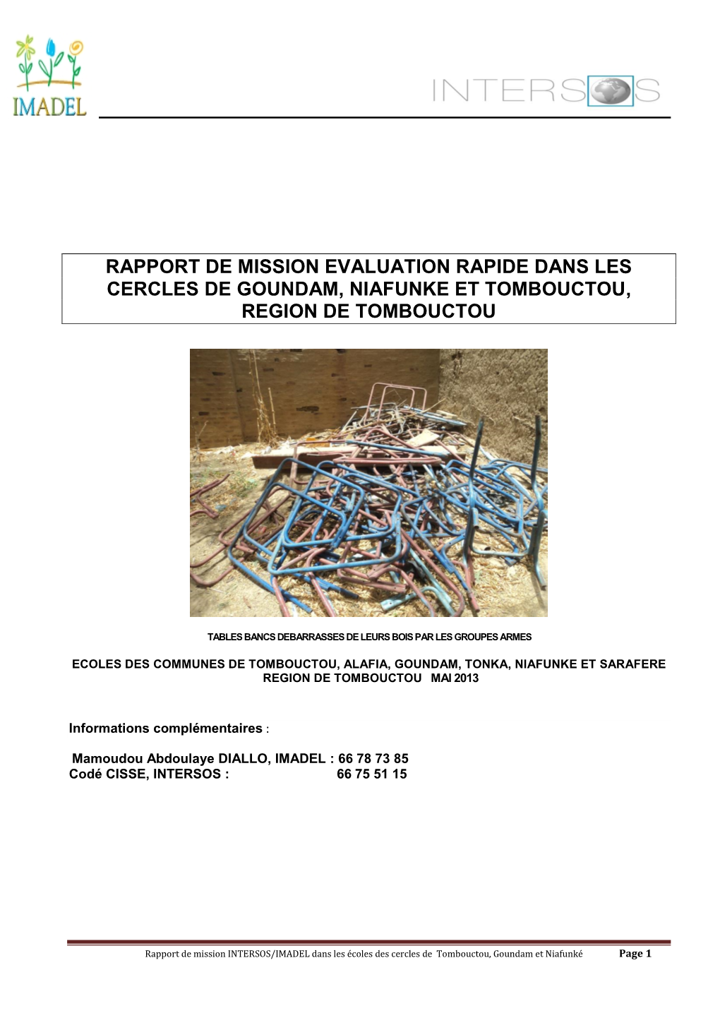 Rapport De Mission Evaluation Rapide Dans Les Cercles De Goundam, Niafunke Et Tombouctou, Region De Tombouctou