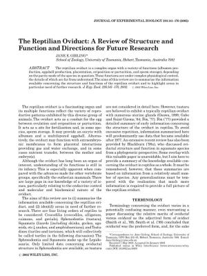 The Reptilian Oviduct: a Review of Structure and Function and Directions for Future Research JANE E