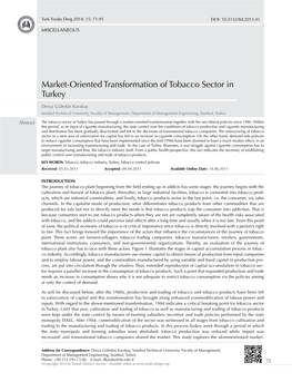 Market-Oriented Transformation of Tobacco Sector in Turkey