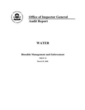 Biosolids Management and Enforcement 2000-P-10 March 20, 2000 Inspector General Division Headquarters Audit Division Conducting the Audit Washington, D.C