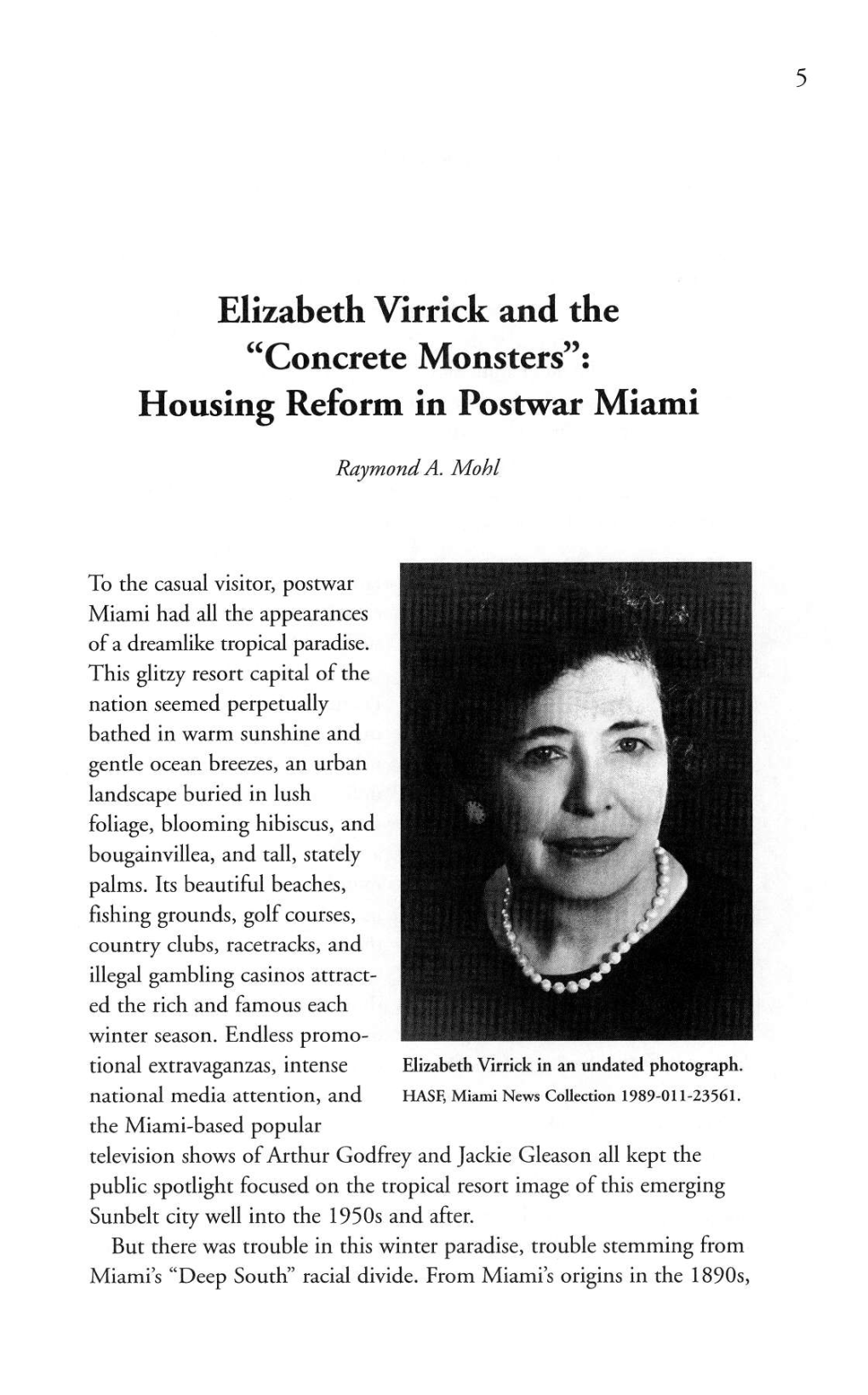 Elizabeth Virrick and the "Concrete Monsters": Housing Reform in Postwar Miami