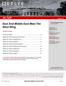 East and Middle East Meet the West Wing