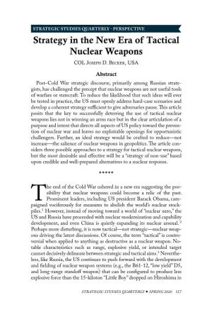 Strategy in the New Era of Tactical Nuclear Weapons