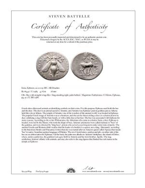 View Coin Certificate