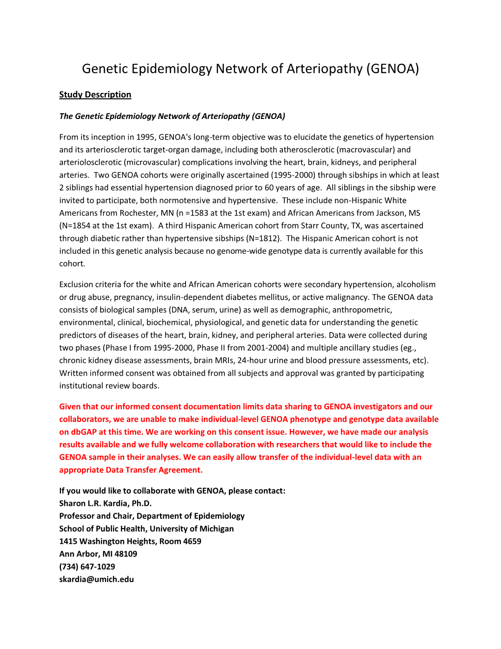 Genetic Epidemiology Network of Arteriopathy (GENOA)