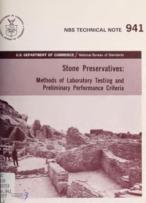 Stone Preservatives : Methods of Laboratory Testing and Preliminary