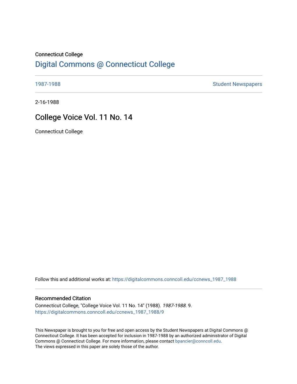 College Voice Vol. 11 No. 14