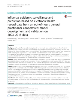 Influenza Epidemic Surveillance and Prediction Based on Electronic Health Record Data from an Out-Of-Hours General Practitioner