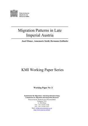 Migration Patterns in Late Imperial Austria