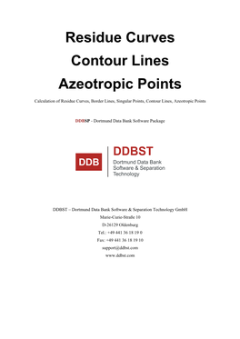 Residue Curves Contour Lines Azeotropic Points